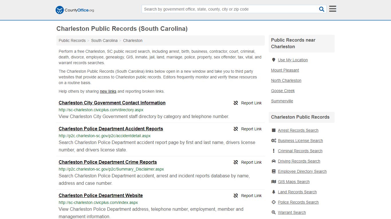 Public Records - Charleston, SC (Business, Criminal, GIS, Property ...