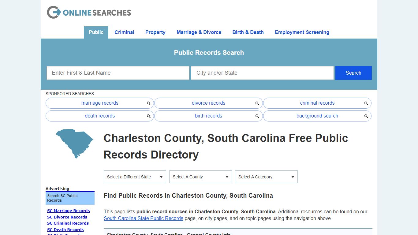 Charleston County, South Carolina Public Records Directory